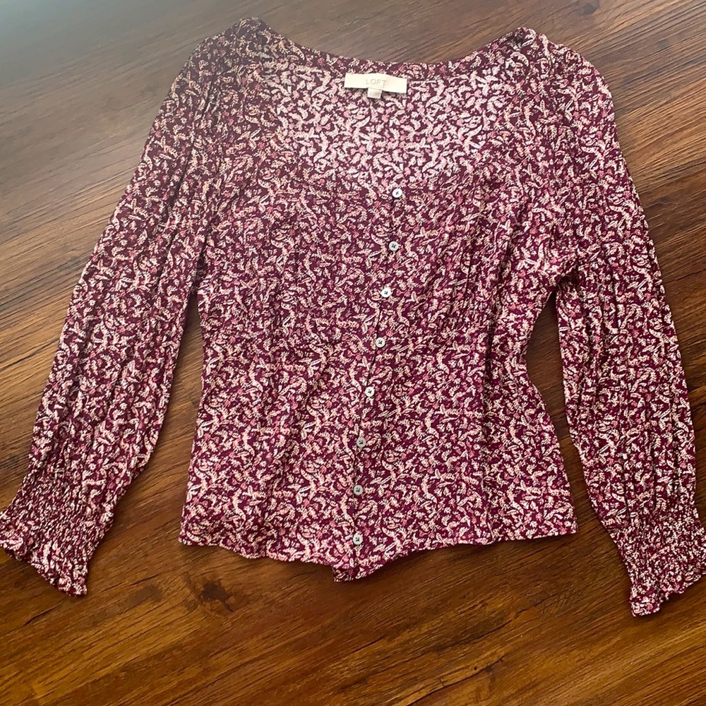 LOFT Button Up Floral Blouse